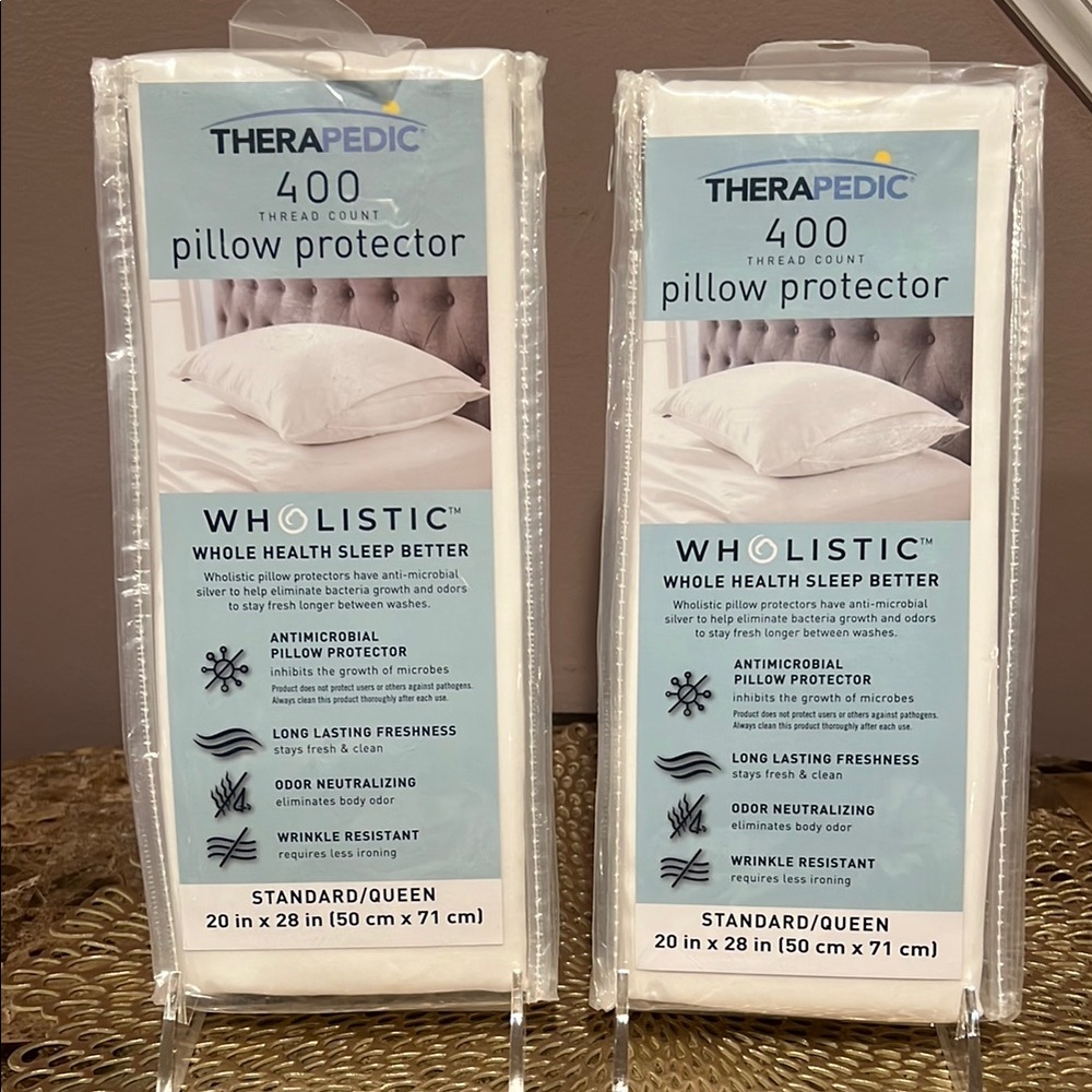 Therapeutic 400 Thread Count Wholistic Antimicrobial Pillow Protector, Set/2
